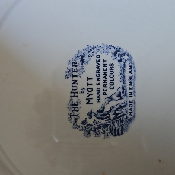 Vintage Myott "The Hunter" blue and white transferware plate 10" 2 Plates - Picture 4 of 7